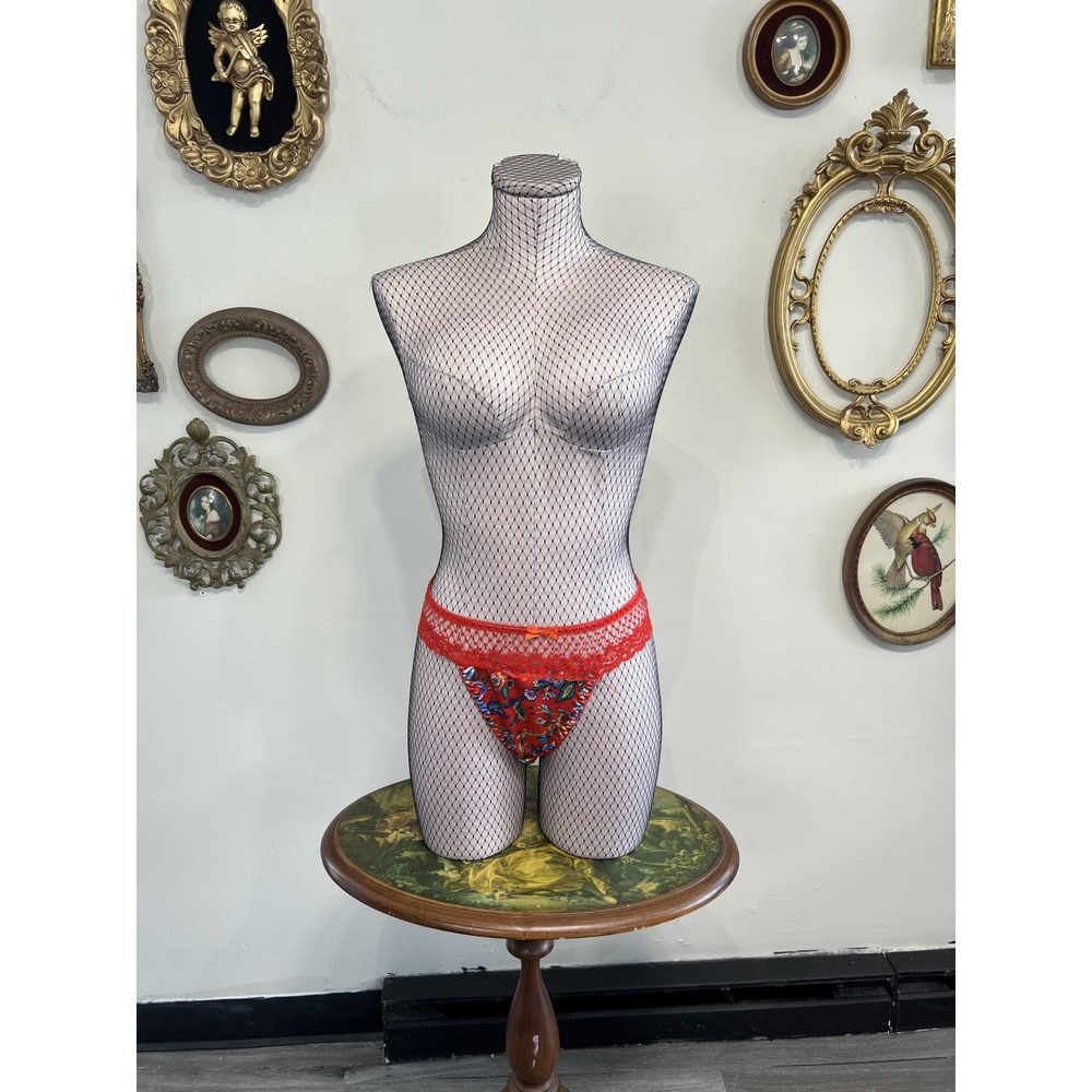 Victoria's Secret Vintage‎ Gold Label Floral Satin Brief Underwear Size L